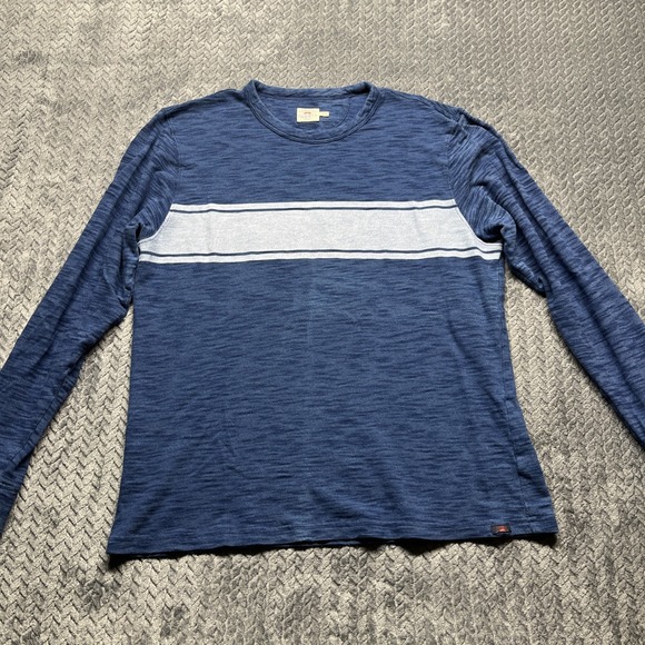 Faherty Shirt Men XL Heather Ocean‎ Blue Long Sleeve Striped Resort Beach Surfer - Picture 1 of 8